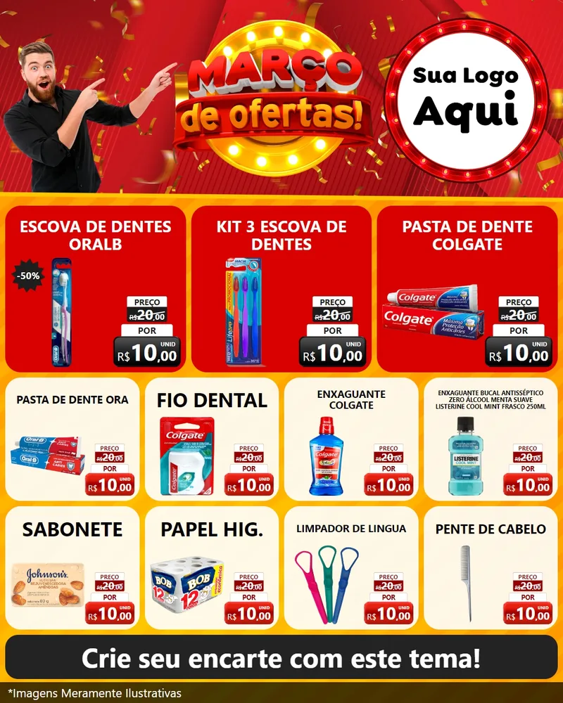 Modelo de Rede Social para Feed Instagram com o tema Março de Ofertas! para Higiene Pessoal