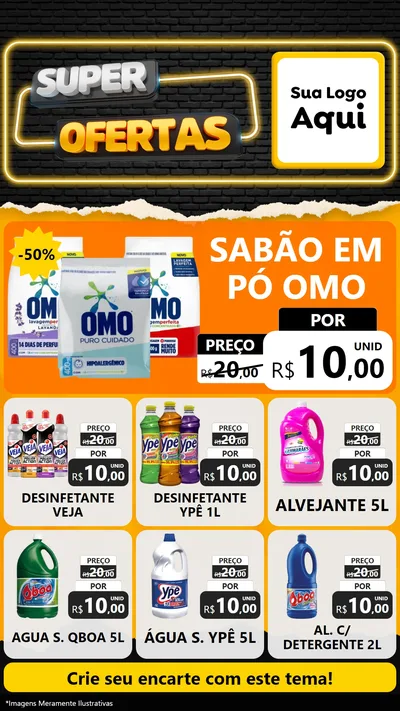 Modelo de Rede Social para Stories com o tema Super Ofertas para Produtos de Limpeza