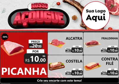 Modelo de Encarte para Encarte A4 Horizontal com o tema Nosso Açougue para Açougue