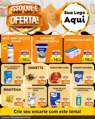 Modelo de Rede Social para Feed Instagram com o tema Isso Que É Oferta para Frios e Laticínios