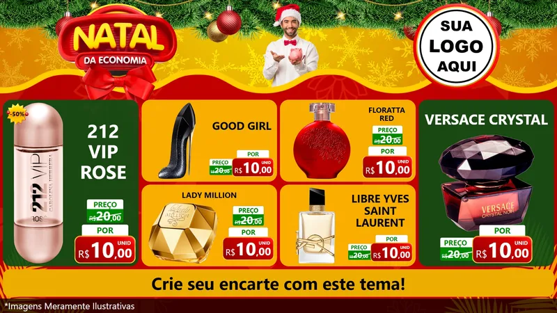 Modelo de TV para TV Horizontal com o tema Natal da Economia para Perfumes