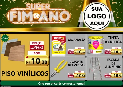 Modelo de Encarte para Encarte A4 Horizontal com o tema Super Fim de Ano para Material para Construção