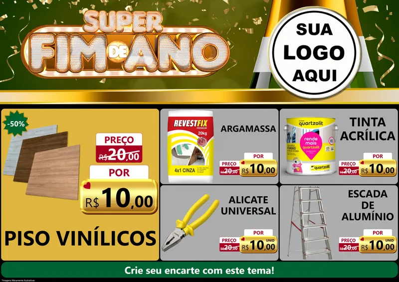 Modelo de Encarte para Encarte A4 Horizontal com o tema Super Fim de Ano para Material para Construção