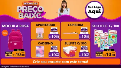 Modelo de TV para TV Horizontal com o tema Semana do Preço Baixo para Papelaria