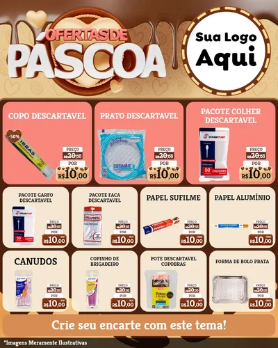 Modelo de Rede Social para Feed Instagram com o tema Ofertas de Páscoa para Embalagens