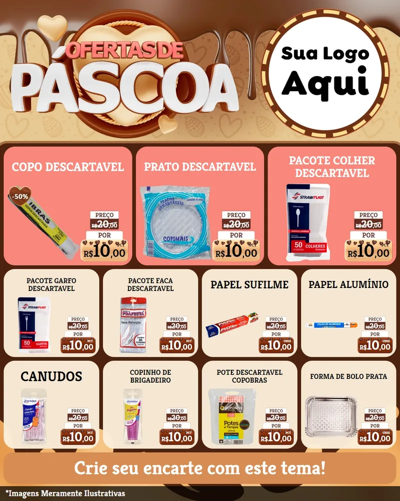 Modelo de Rede Social para Feed Instagram com o tema Ofertas de Páscoa para Embalagens