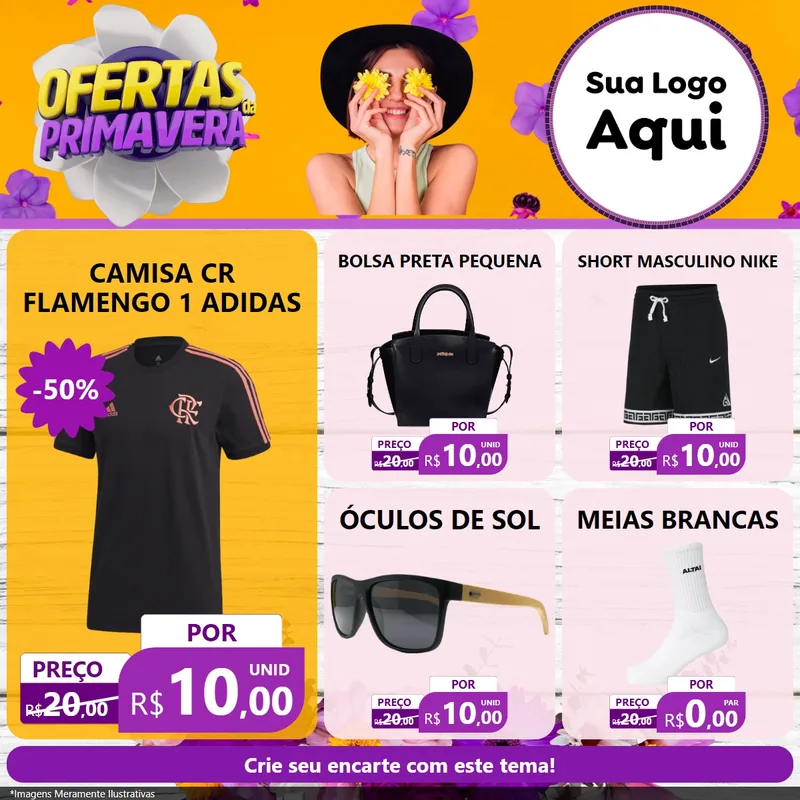 Modelo de Rede Social para Feed Facebook com o tema Ofertas Da Primavera para Roupas e acessórios
