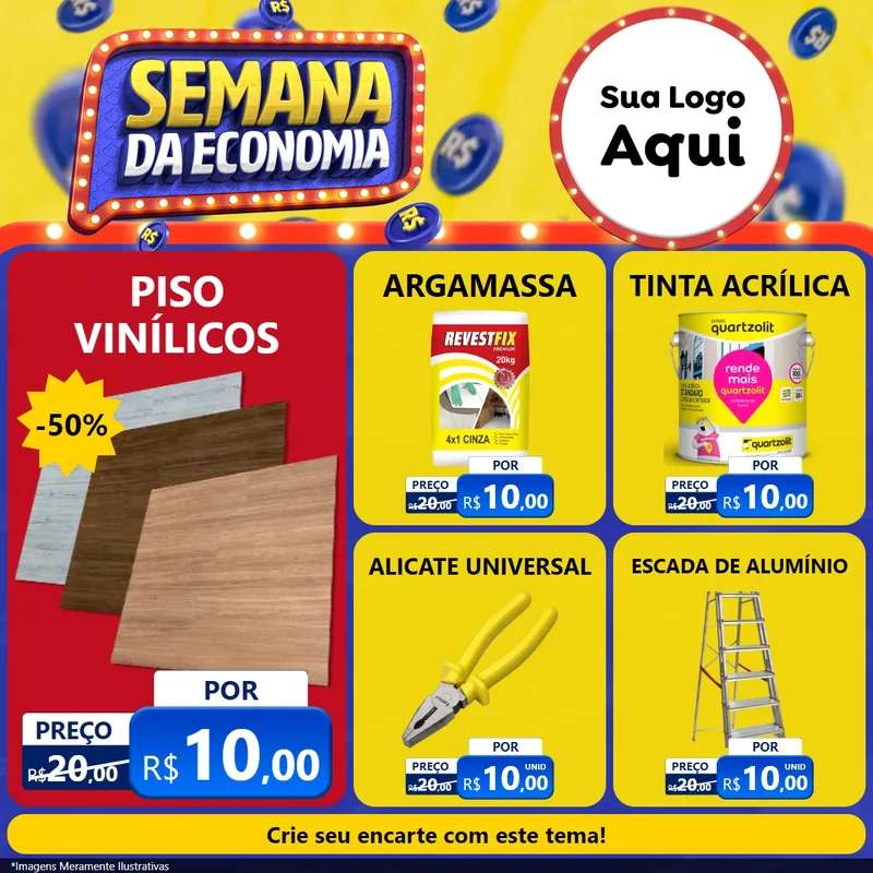 Modelo de Rede Social para Feed Facebook com o tema Semana da Economia para Material para Construção