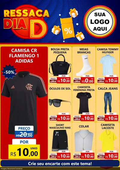 Modelo de Encarte para Encarte A4 Vertical com o tema Ressaca Dia D para Roupas e acessórios