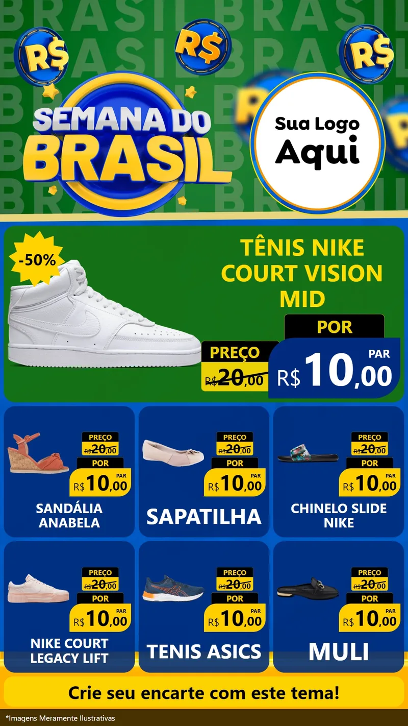 Modelo de Rede Social para Stories com o tema Semana Do Brasil para Calçados