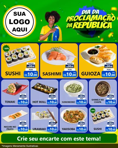 Modelo de Rede Social para Feed Instagram com o tema Dia Da Proclamação Da República para Comida japonesa
