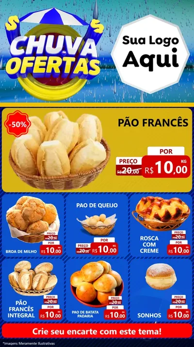 Modelo de Rede Social para Stories com o tema Chuva de Ofertas para Padaria