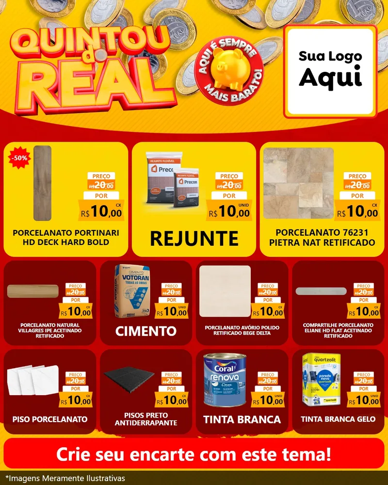 Modelo de Rede Social para Feed Instagram com o tema Quintou do Real para Pisos e revestimentos