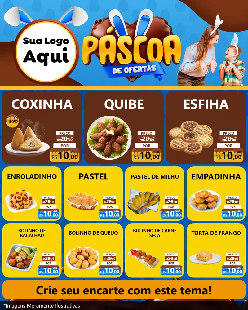 Modelo de Rede Social para Feed Instagram com o tema Páscoa de Ofertas para Salgadaria