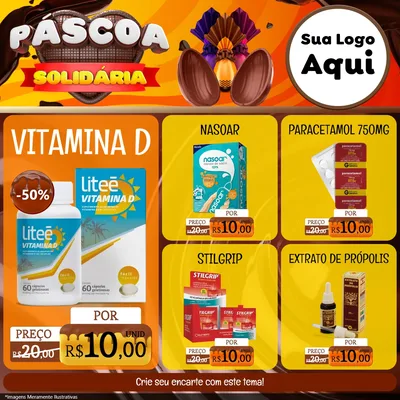 Modelo de Rede Social para Feed Facebook com o tema Páscoa Solidária para Farmácia