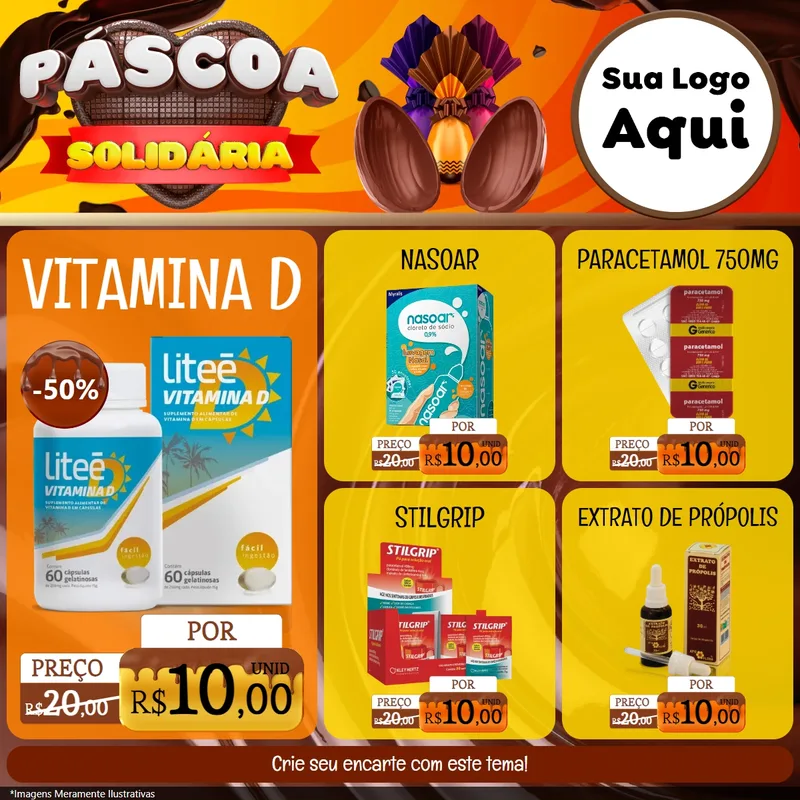 Modelo de Rede Social para Feed Facebook com o tema Páscoa Solidária para Farmácia