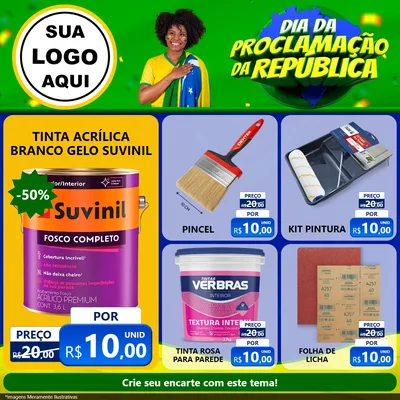 Modelo de Rede Social para Feed Facebook com o tema Dia Da Proclamação Da República para Tintas e Ferramentas
