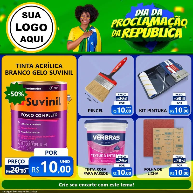Modelo de Rede Social para Feed Facebook com o tema Dia Da Proclamação Da República para Tintas e Ferramentas