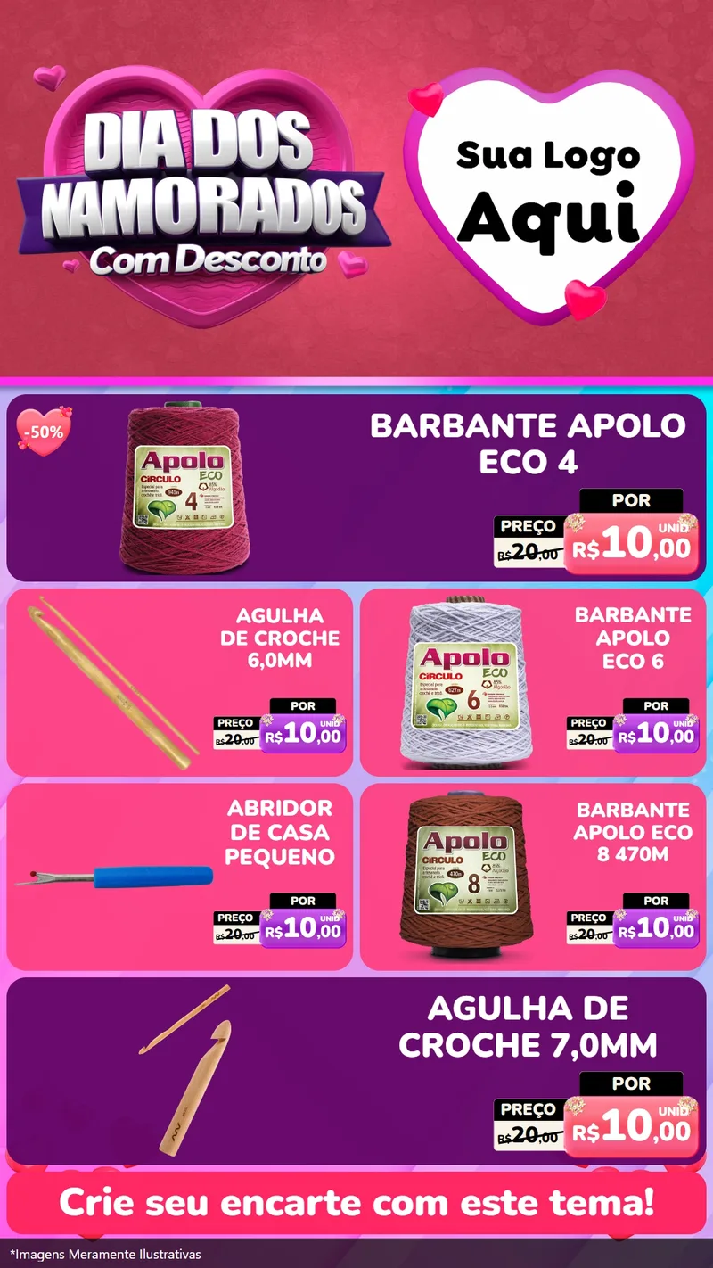 Modelo de TV para TV Vertical com o tema Dia Dos Namorados Com Desconto para Armarinho e Aviamentos