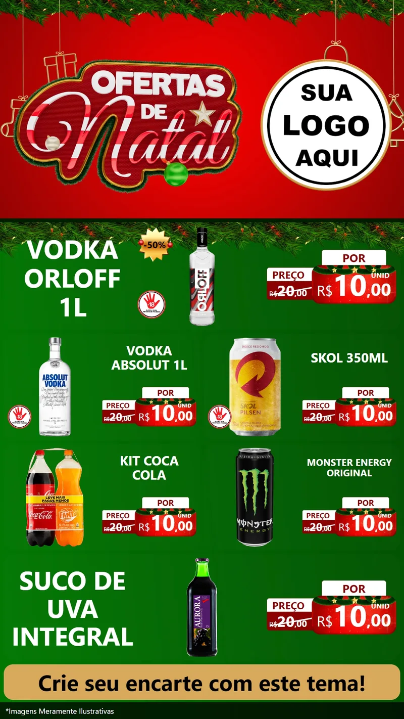 Modelo de TV para TV Vertical com o tema Ofertas de Natal para Distribuidora de bebidas