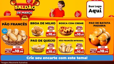 Modelo de TV para TV Horizontal com o tema Saldão de Março para Padaria