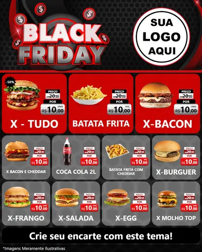 Modelo de Rede Social para Feed Instagram com o tema Black Friday para Hamburgueria
