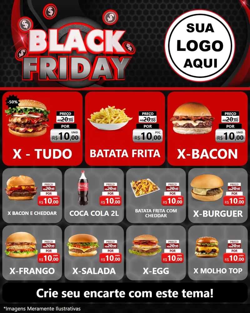 Modelo de Rede Social para Feed Instagram com o tema Black Friday para Hamburgueria