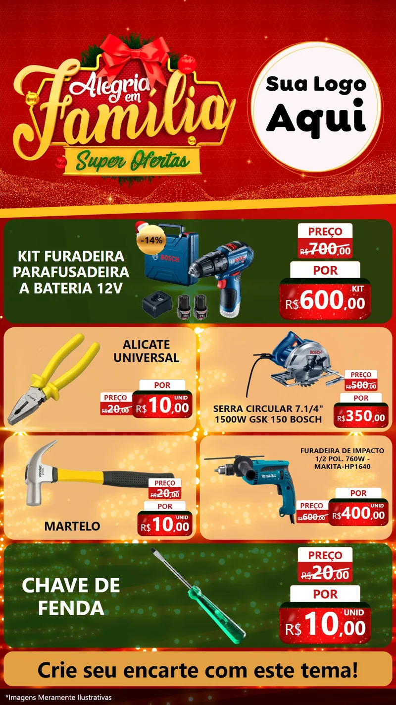 Modelo de TV para TV Vertical com o tema Alegria em Família Super Ofertas - Natal para Maquinas e Ferramentas