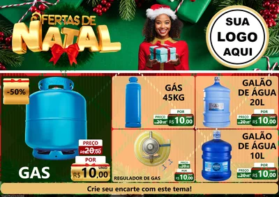Modelo de Encarte para Encarte A4 Horizontal com o tema Ofertas de Natal para Água e gás