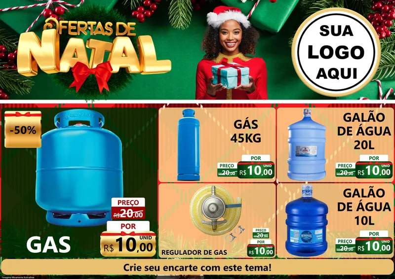 Modelo de Encarte para Encarte A4 Horizontal com o tema Ofertas de Natal para Água e gás