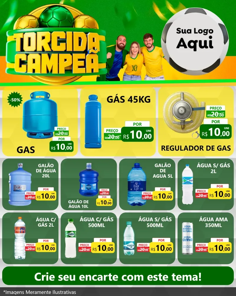 Modelo de Rede Social para Feed Instagram com o tema Torcida Campeã - Copa para Água e gás