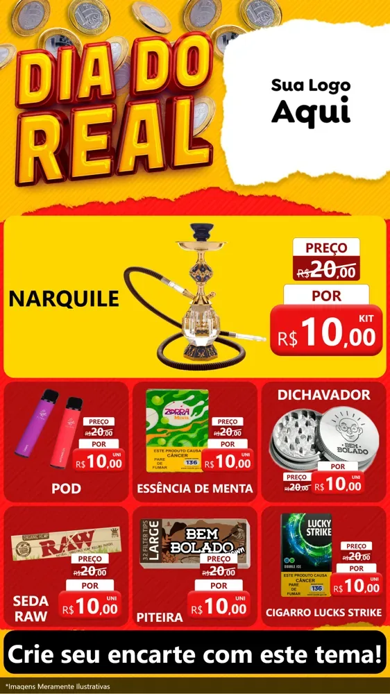 Modelo de Rede Social para Stories com o tema Dia Do Real para Tabacaria