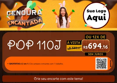 Modelo de Cartaz para Cartaz A4 Horizontal com o tema Cenoura Encantada - Páscoa para Concessionaria de Motos