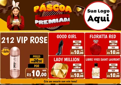 Modelo de Encarte para Encarte A4 Horizontal com o tema Páscoa Premiada para Perfumes