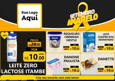 Modelo de Encarte para Encarte A4 Horizontal com o tema Setembro Amarelo para Frios e Laticínios