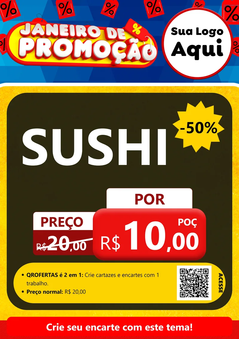 Modelo de Cartaz para Cartaz A4 Vertical com o tema Janeiro de Promoção para Comida japonesa