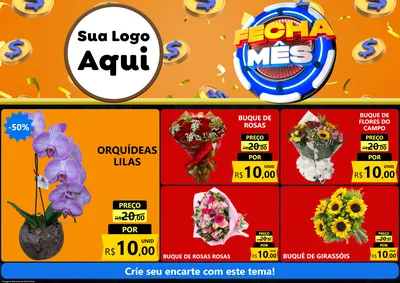 Modelo de Encarte para Encarte A4 Horizontal com o tema Fecha Mês para Floricultura e jardim