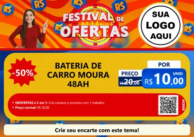 Modelo de Cartaz para Cartaz A4 Horizontal com o tema Festival de Ofertas para Baterias Elétricas