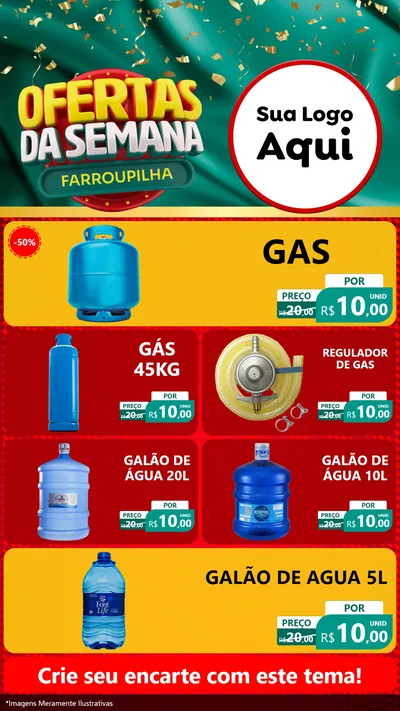Modelo de TV para TV Vertical com o tema Ofertas da Semana Farroupilha para Água e gás