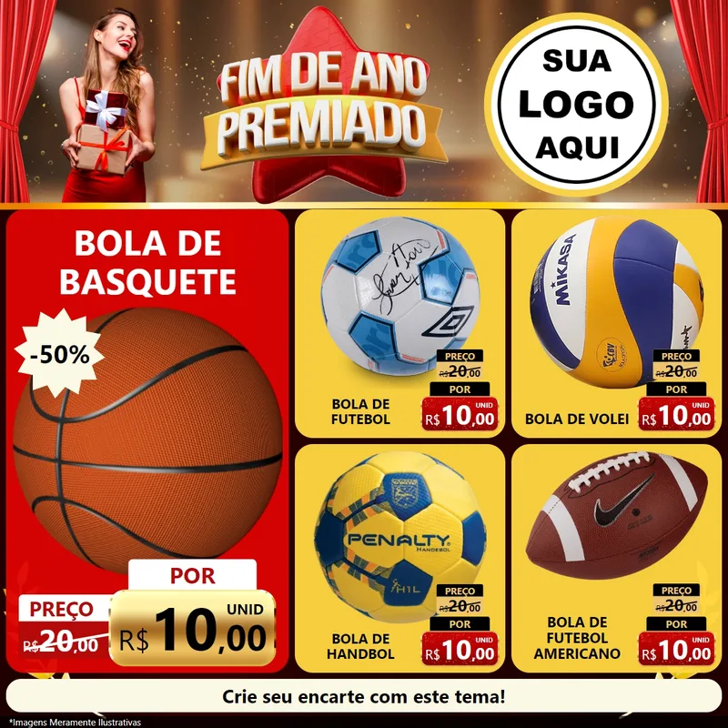 Modelo de Rede Social para Feed Facebook com o tema Fim de Ano Premiado para Artigos Esportivos