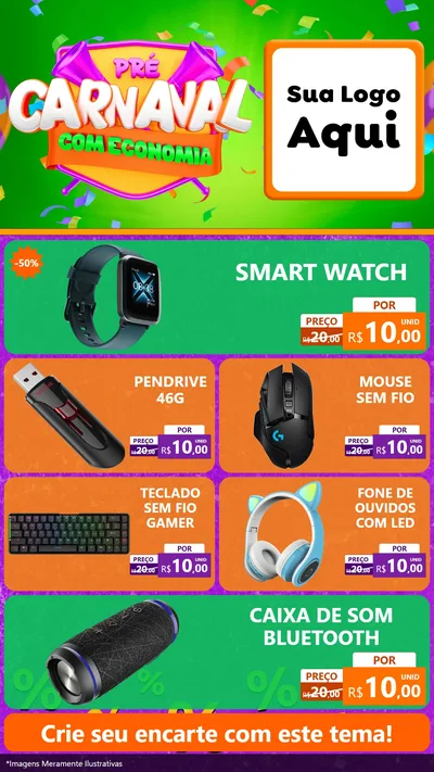Modelo de TV para TV Vertical com o tema Pré-Carnaval Com Economia para Informática