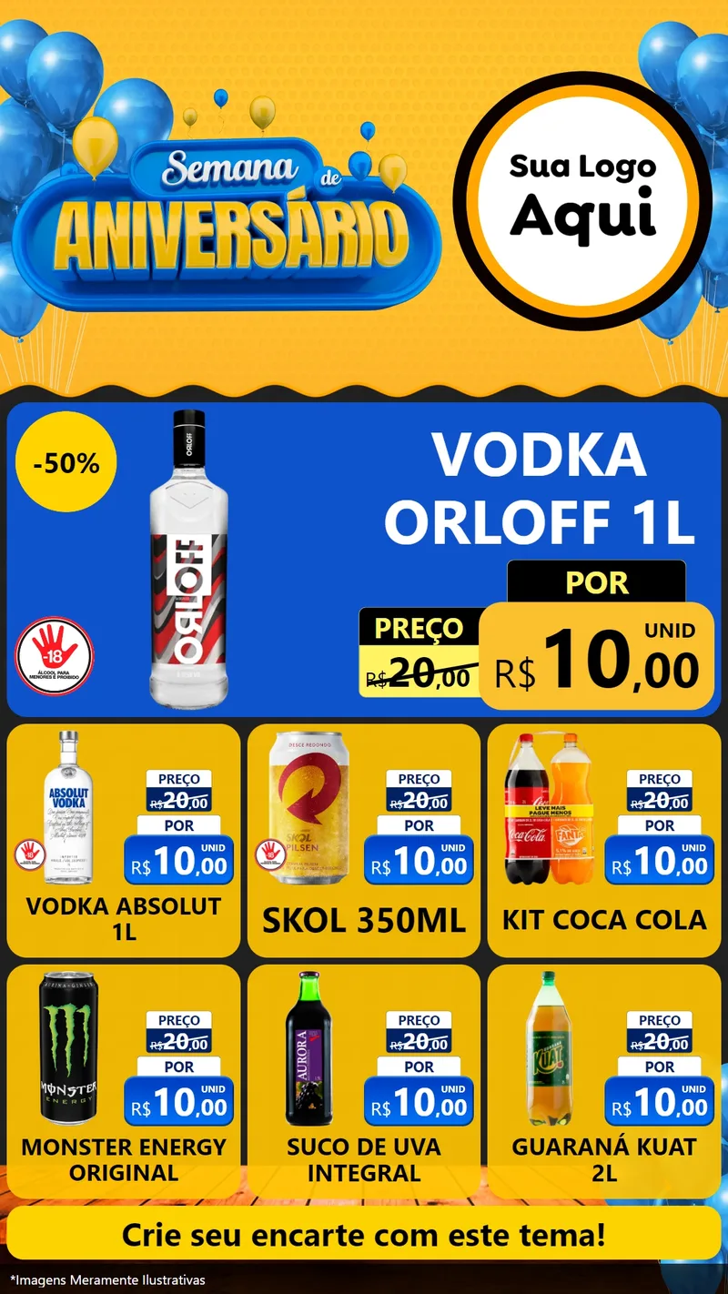 Modelo de Rede Social para Stories com o tema Semana de Aniversário para Distribuidora de bebidas