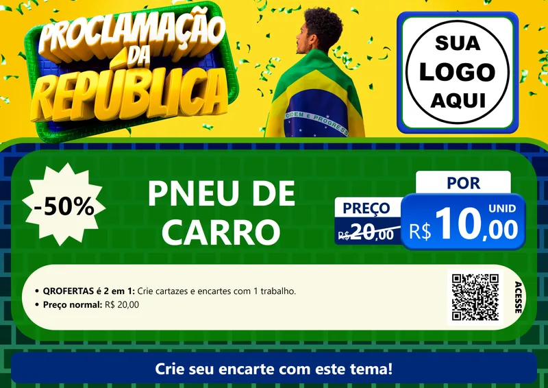 Modelo de Cartaz para Cartaz A4 Horizontal com o tema Proclamação da República para Auto peças