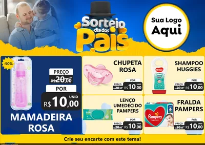 Modelo de Encarte para Encarte A4 Horizontal com o tema Sorteio Dia Dos Pais para Bebês
