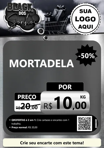 Modelo de Cartaz para Cartaz A4 Vertical com o tema Black dos Sonhos para Frios e Laticínios