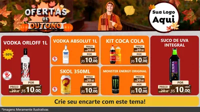 Modelo de TV para TV Horizontal com o tema Ofertas de Outono para Distribuidora de bebidas