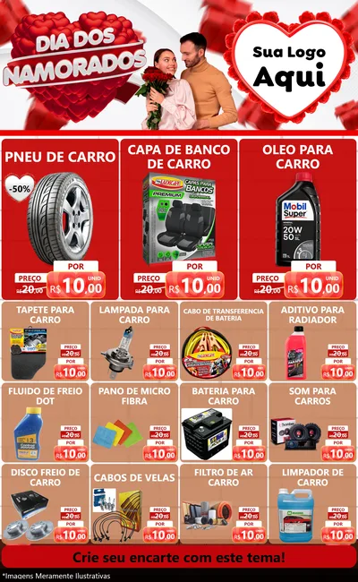 Modelo de Encarte para Encarte Grande com o tema Dia dos Namorados para Auto peças
