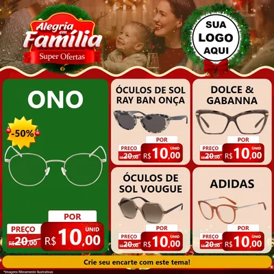 Modelo de Rede Social para Feed Facebook com o tema Alegria Em Família - Super Ofertas para Óticas
