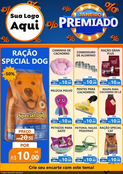 Modelo de Encarte para Encarte A4 Vertical com o tema Janeiro Premiado para Pet Shop