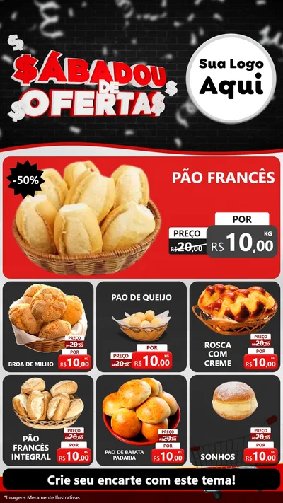 Modelo de Rede Social para Stories com o tema Sabadou de Ofertas para Padaria
